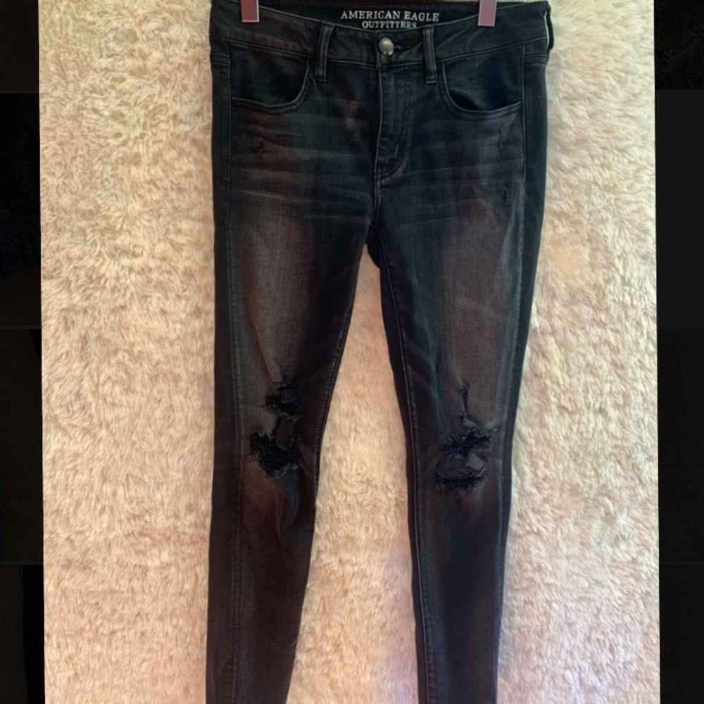 American Eagle Size 8 Mid Rise Black Denim